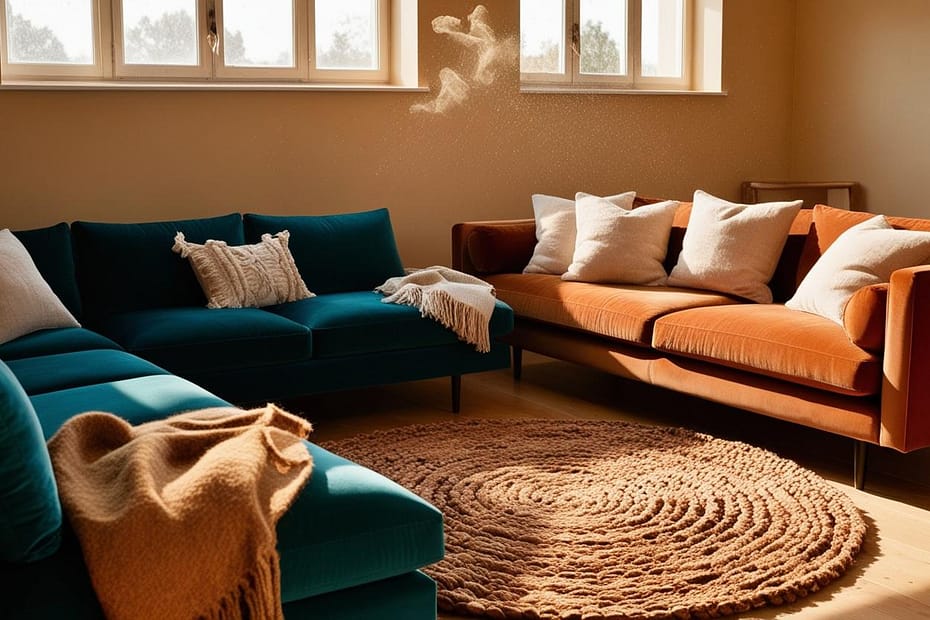 Cozy Living Room with Warm Lighting and Soft Textures, affordable home decor
